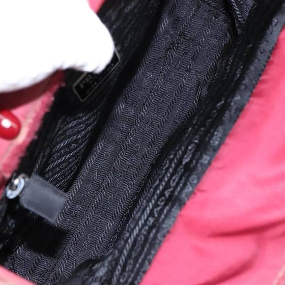 PRADA Hand Bag Nylon Red Silver Auth 97439 - Picture 11 of 16